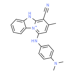 ChemSpider 2D Image | 4-Cyano-1-{[4-(dimethylamino)phenyl]amino}-3-methyl-5H-pyrido[1,2-a][3,1]benzimidazol-10-ium | C21H20N5