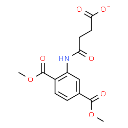 ChemSpider 2D Image | 4-{[2,5-Bis(methoxycarbonyl)phenyl]amino}-4-oxobutanoate | C14H14NO7