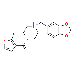 ChemSpider 2D Image | 1-(1,3-Benzodioxol-5-ylmethyl)-4-(2-methyl-3-furoyl)piperazin-1-ium | C18H21N2O4