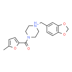 ChemSpider 2D Image | 1-(1,3-Benzodioxol-5-ylmethyl)-4-(5-methyl-2-furoyl)piperazin-1-ium | C18H21N2O4