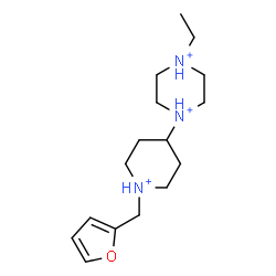 ChemSpider 2D Image | 1-Ethyl-4-[1-(2-furylmethyl)-4-piperidiniumyl]piperazinediium | C16H30N3O