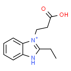 ChemSpider 2D Image | 3-(2-Carboxyethyl)-2-ethyl-1H-3,1-benzimidazol-3-ium | C12H15N2O2