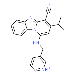 ChemSpider 2D Image | 3-{[(4-Cyano-3-isopropylpyrido[1,2-a]benzimidazol-1-yl)amino]methyl}pyridinium | C21H20N5