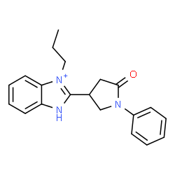 ChemSpider 2D Image | 2-(5-Oxo-1-phenyl-3-pyrrolidinyl)-3-propyl-1H-3,1-benzimidazol-3-ium | C20H22N3O