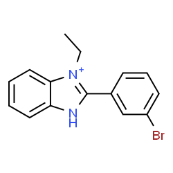 ChemSpider 2D Image | 2-(3-Bromophenyl)-3-ethyl-1H-3,1-benzimidazol-3-ium | C15H14BrN2