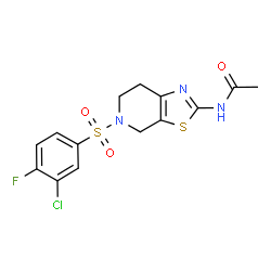 ChemSpider 2D Image | N-{5-[(3-Chloro-4-fluorophenyl)sulfonyl]-4,5,6,7-tetrahydro[1,3]thiazolo[5,4-c]pyridin-2-yl}acetamide | C14H13ClFN3O3S2