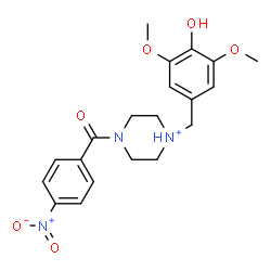 ChemSpider 2D Image | 1-(4-Hydroxy-3,5-dimethoxybenzyl)-4-(4-nitrobenzoyl)piperazin-1-ium | C20H24N3O6