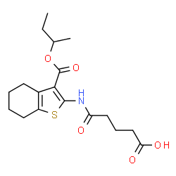 ChemSpider 2D Image | 5-{[3-(sec-Butoxycarbonyl)-4,5,6,7-tetrahydro-1-benzothiophen-2-yl]amino}-5-oxopentanoic acid | C18H25NO5S