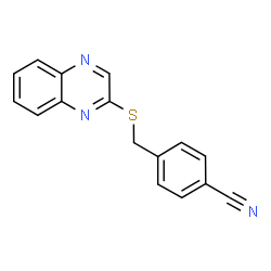 ChemSpider 2D Image | 4-[(2-Quinoxalinylsulfanyl)methyl]benzonitrile | C16H11N3S