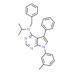 ChemSpider 2D Image | N-Benzyl-N-isopropyl-7-(3-methylphenyl)-5-phenyl-7H-pyrrolo[2,3-d]pyrimidin-4-amine | C29H28N4