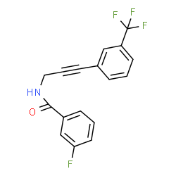 ChemSpider 2D Image | 3-Fluoro-N-{3-[3-(trifluoromethyl)phenyl]-2-propyn-1-yl}benzamide | C17H11F4NO