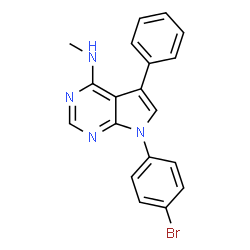 ChemSpider 2D Image | 7-(4-Bromophenyl)-N-methyl-5-phenyl-7H-pyrrolo[2,3-d]pyrimidin-4-amine | C19H15BrN4