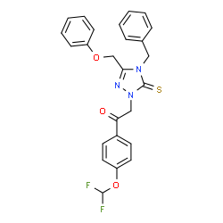 ChemSpider 2D Image | 2-[4-Benzyl-3-(phenoxymethyl)-5-thioxo-4,5-dihydro-1H-1,2,4-triazol-1-yl]-1-[4-(difluoromethoxy)phenyl]ethanone | C25H21F2N3O3S