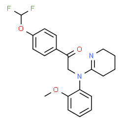 ChemSpider 2D Image | 1-[4-(Difluoromethoxy)phenyl]-2-[(2-methoxyphenyl)(3,4,5,6-tetrahydro-2-pyridinyl)amino]ethanone | C21H22F2N2O3