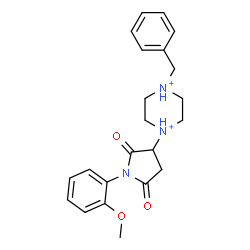 ChemSpider 2D Image | 1-Benzyl-4-[1-(2-methoxyphenyl)-2,5-dioxo-3-pyrrolidinyl]piperazinediium | C22H27N3O3