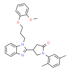 ChemSpider 2D Image | 1-(2,5-Dimethylphenyl)-4-{1-[3-(2-methoxyphenoxy)propyl]-1H-benzimidazol-2-yl}-2-pyrrolidinone | C29H31N3O3