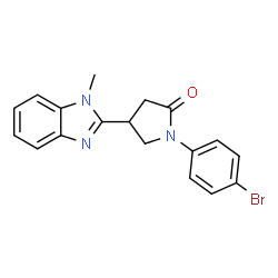 ChemSpider 2D Image | 1-(4-Bromophenyl)-4-(1-methyl-1H-benzimidazol-2-yl)-2-pyrrolidinone | C18H16BrN3O