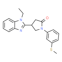 ChemSpider 2D Image | 4-(1-Ethyl-1H-benzimidazol-2-yl)-1-[3-(methylsulfanyl)phenyl]-2-pyrrolidinone | C20H21N3OS