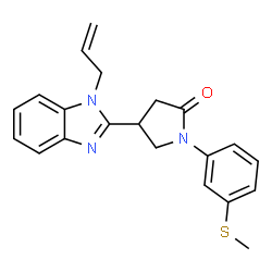 ChemSpider 2D Image | 4-(1-Allyl-1H-benzimidazol-2-yl)-1-[3-(methylsulfanyl)phenyl]-2-pyrrolidinone | C21H21N3OS