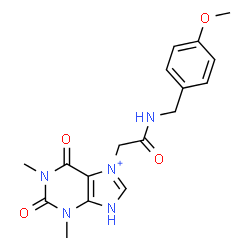 ChemSpider 2D Image | 7-{2-[(4-Methoxybenzyl)amino]-2-oxoethyl}-1,3-dimethyl-2,6-dioxo-2,3,6,9-tetrahydro-1H-purin-7-ium | C17H20N5O4