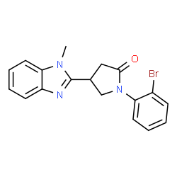 ChemSpider 2D Image | 1-(2-Bromophenyl)-4-(1-methyl-1H-benzimidazol-2-yl)-2-pyrrolidinone | C18H16BrN3O