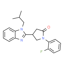 ChemSpider 2D Image | 1-(2-Fluorophenyl)-4-(1-isobutyl-1H-benzimidazol-2-yl)-2-pyrrolidinone | C21H22FN3O