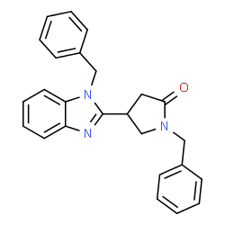 ChemSpider 2D Image | 1-Benzyl-4-(1-benzyl-1H-benzimidazol-2-yl)-2-pyrrolidinone | C25H23N3O