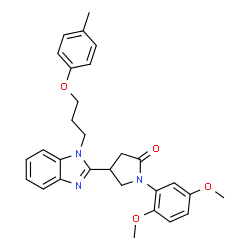 ChemSpider 2D Image | 1-(2,5-Dimethoxyphenyl)-4-{1-[3-(4-methylphenoxy)propyl]-1H-benzimidazol-2-yl}-2-pyrrolidinone | C29H31N3O4
