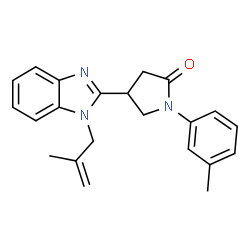 ChemSpider 2D Image | 1-(3-Methylphenyl)-4-[1-(2-methyl-2-propen-1-yl)-1H-benzimidazol-2-yl]-2-pyrrolidinone | C22H23N3O