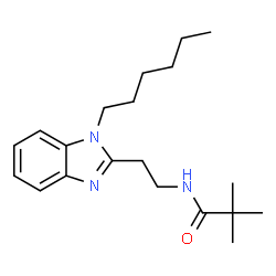 ChemSpider 2D Image | N-[2-(1-Hexyl-1H-benzimidazol-2-yl)ethyl]-2,2-dimethylpropanamide | C20H31N3O