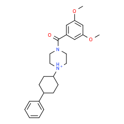 ChemSpider 2D Image | 4-(3,5-Dimethoxybenzoyl)-1-(4-phenylcyclohexyl)piperazin-1-ium | C25H33N2O3