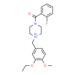 ChemSpider 2D Image | 1-(3-Ethoxy-4-methoxybenzyl)-4-(2-fluorobenzoyl)piperazin-1-ium | C21H26FN2O3