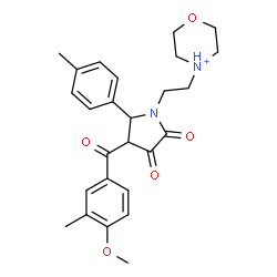 ChemSpider 2D Image | 4-{2-[3-(4-Methoxy-3-methylbenzoyl)-2-(4-methylphenyl)-4,5-dioxo-1-pyrrolidinyl]ethyl}morpholin-4-ium | C26H31N2O5