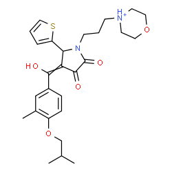 ChemSpider 2D Image | 4-(3-{3-[Hydroxy(4-isobutoxy-3-methylphenyl)methylene]-4,5-dioxo-2-(2-thienyl)-1-pyrrolidinyl}propyl)morpholin-4-ium | C27H35N2O5S