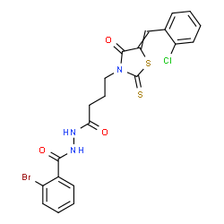 ChemSpider 2D Image | 2-Bromo-N'-{4-[5-(2-chlorobenzylidene)-4-oxo-2-thioxo-1,3-thiazolidin-3-yl]butanoyl}benzohydrazide | C21H17BrClN3O3S2