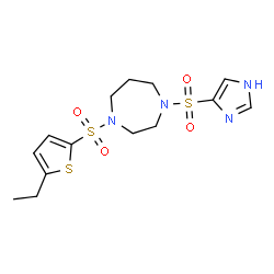 ChemSpider 2D Image | 1-[(5-Ethyl-2-thienyl)sulfonyl]-4-(1H-imidazol-4-ylsulfonyl)-1,4-diazepane | C14H20N4O4S3