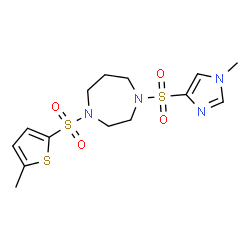ChemSpider 2D Image | 1-[(1-Methyl-1H-imidazol-4-yl)sulfonyl]-4-[(5-methyl-2-thienyl)sulfonyl]-1,4-diazepane | C14H20N4O4S3