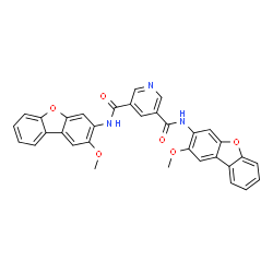 ChemSpider 2D Image | N,N'-Bis(2-methoxydibenzo[b,d]furan-3-yl)-3,5-pyridinedicarboxamide | C33H23N3O6