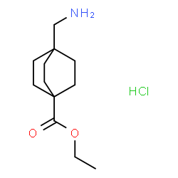 ChemSpider 2D Image | Ethyl 4-(aminomethyl)bicyclo[2.2.2]octane-1-carboxylate hydrochloride (1:1) | C12H22ClNO2