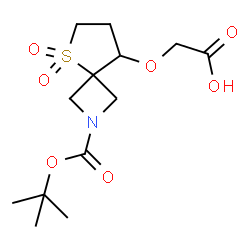 ChemSpider 2D Image | [(2-{[(2-Methyl-2-propanyl)oxy]carbonyl}-5,5-dioxido-5-thia-2-azaspiro[3.4]oct-8-yl)oxy]acetic acid | C13H21NO7S