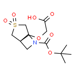 ChemSpider 2D Image | [(2-{[(2-Methyl-2-propanyl)oxy]carbonyl}-6,6-dioxido-6-thia-2-azaspiro[3.4]oct-8-yl)oxy]acetic acid | C13H21NO7S