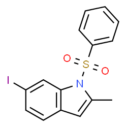 ChemSpider 2D Image | 6-Iodo-2-methyl-1-(phenylsulfonyl)-1H-indole | C15H12INO2S