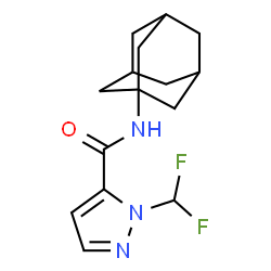 ChemSpider 2D Image | N-(Adamantan-1-yl)-1-(difluoromethyl)-1H-pyrazole-5-carboxamide | C15H19F2N3O