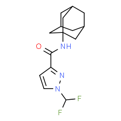 ChemSpider 2D Image | N-(Adamantan-1-yl)-1-(difluoromethyl)-1H-pyrazole-3-carboxamide | C15H19F2N3O