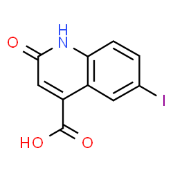 ChemSpider 2D Image | 6-Iodo-2-oxo-1,2-dihydro-4-quinolinecarboxylic acid | C10H6INO3
