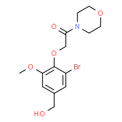 ChemSpider 2D Image | 2-[2-Bromo-4-(hydroxymethyl)-6-methoxyphenoxy]-1-(4-morpholinyl)ethanone | C14H18BrNO5