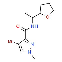 ChemSpider 2D Image | 4-Bromo-1-methyl-N-[1-(tetrahydro-2-furanyl)ethyl]-1H-pyrazole-3-carboxamide | C11H16BrN3O2