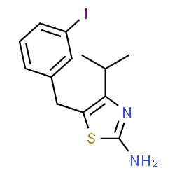 ChemSpider 2D Image | 5-(3-Iodobenzyl)-4-isopropyl-1,3-thiazol-2-amine | C13H15IN2S