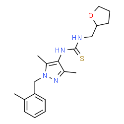 ChemSpider 2D Image | 1-[3,5-Dimethyl-1-(2-methylbenzyl)-1H-pyrazol-4-yl]-3-(tetrahydro-2-furanylmethyl)thiourea | C19H26N4OS