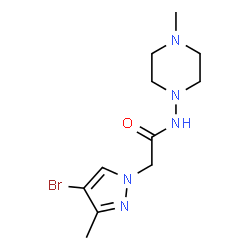 ChemSpider 2D Image | 2-(4-Bromo-3-methyl-1H-pyrazol-1-yl)-N-(4-methyl-1-piperazinyl)acetamide | C11H18BrN5O